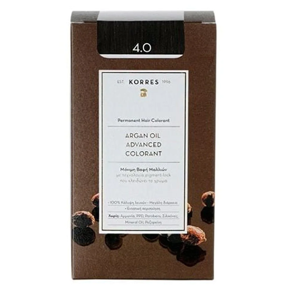 Korres Argan Oil Advanced Colorant 4.0 Καστανό Φυσικό Μόνιμη Βαφή Μαλλιών με Τεχνολογία Pigment Lock, 50ml