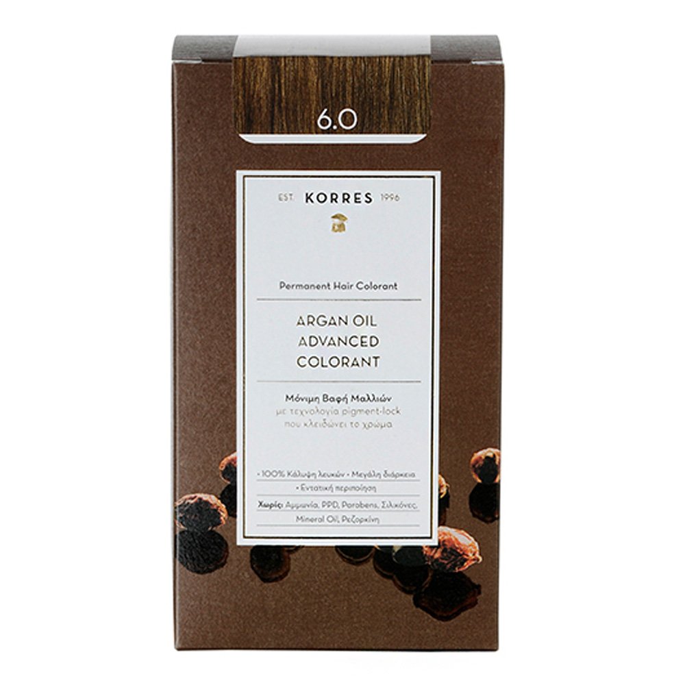 Korres Argan Oil Advanced Colorant Μόνιμη Βαφή Μαλλιών 6.0 Ξανθό Σκούρο, 50ml