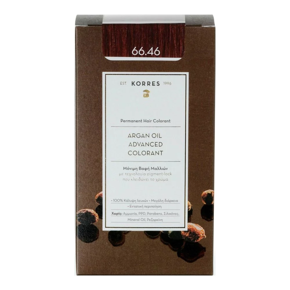 Korres Argan Oil Advanced Colorant Μόνιμη Βαφή Μαλλιών 66.46 Έντονο Κόκκινο Βουργουνδίας, 50ml