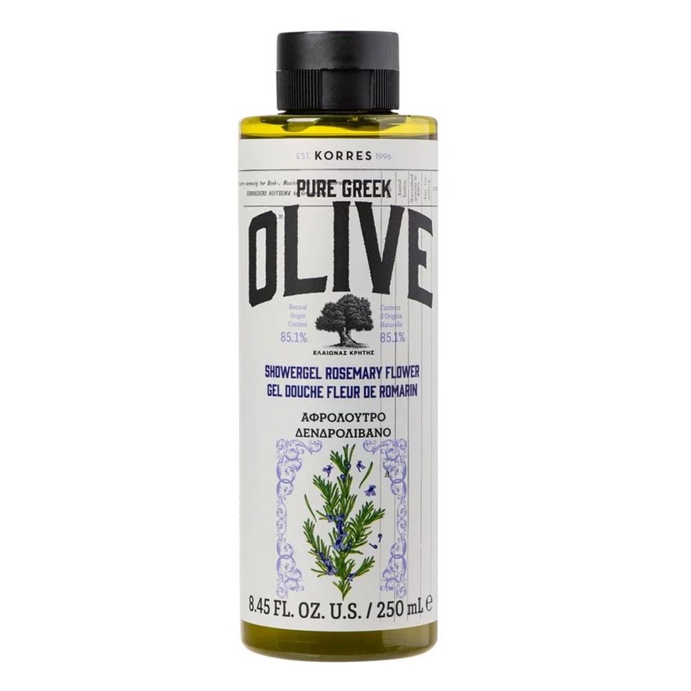Korres Pure Greek Olive Showergel Rosemary Flower Αφρόλουτρο Δενδρολίβανο Ελαιώνας Κρήτης, 250ml