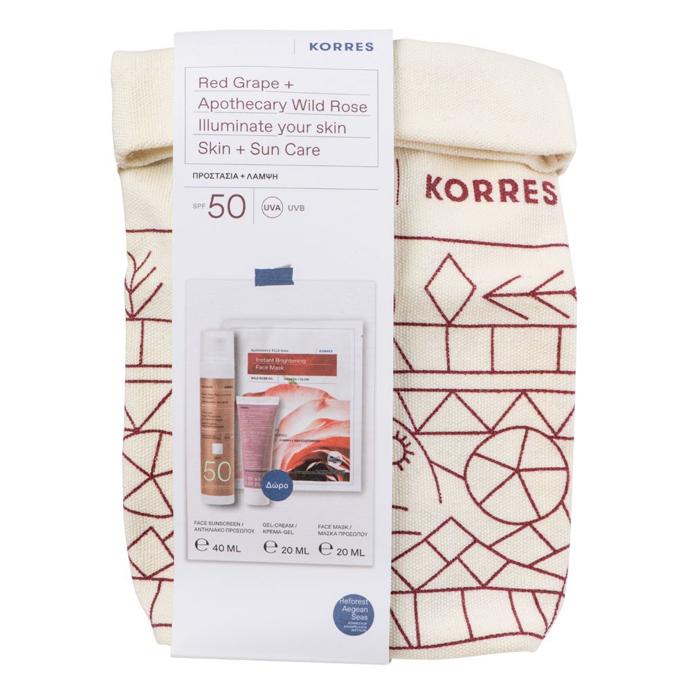 Korres Promo Κόκκινο Σταφύλι Αντηλιακή Κρέμα Προσώπου με Διάφανη Λάμψη SPF50, 40ml & Δώρο Κρεμα-Τζελ, 20ml & Face Mask, 20ml