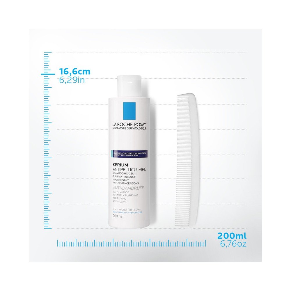 La Roche Posay Kerium Gel Shampoo Σαμπουάν Κατά της Λιπαρής Πιτυρίδας με Μικροαπολεπιστική Δράση, 200ml
