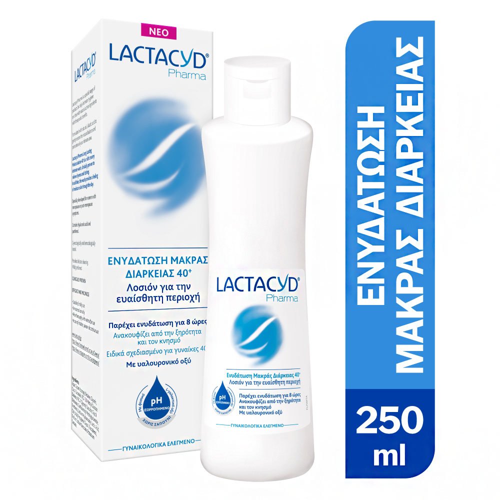 Lactacyd Pharma Ενυδάτωση Μακράς Διαρκείας 40+ Λοσιόν Καθαρισμού για την Ευαίσθητη Περιοχή, 250ml