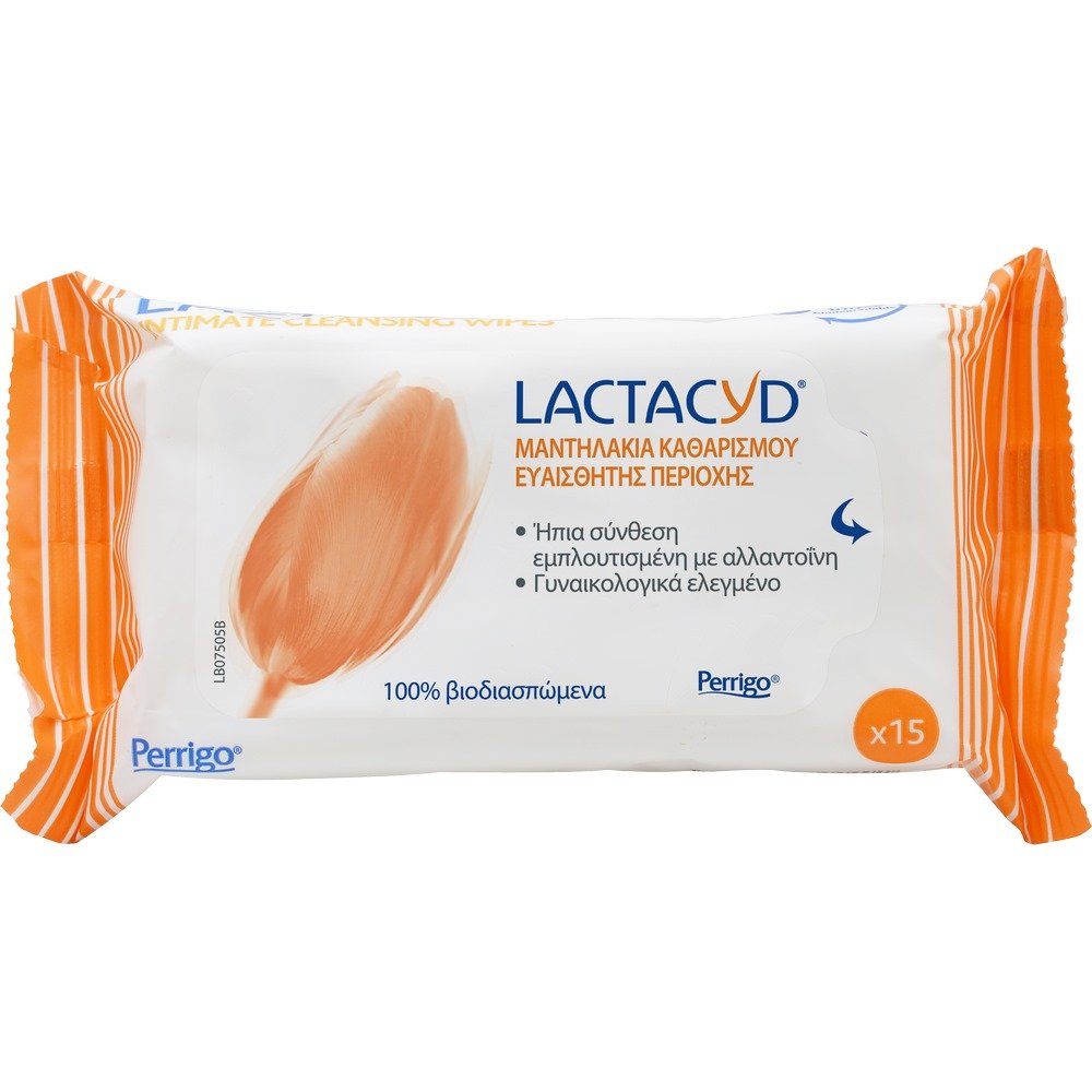 Lactacyd Mαντηλάκια Καθαρισμού Ευαίσθητης Περιοχής, 15 τμχ