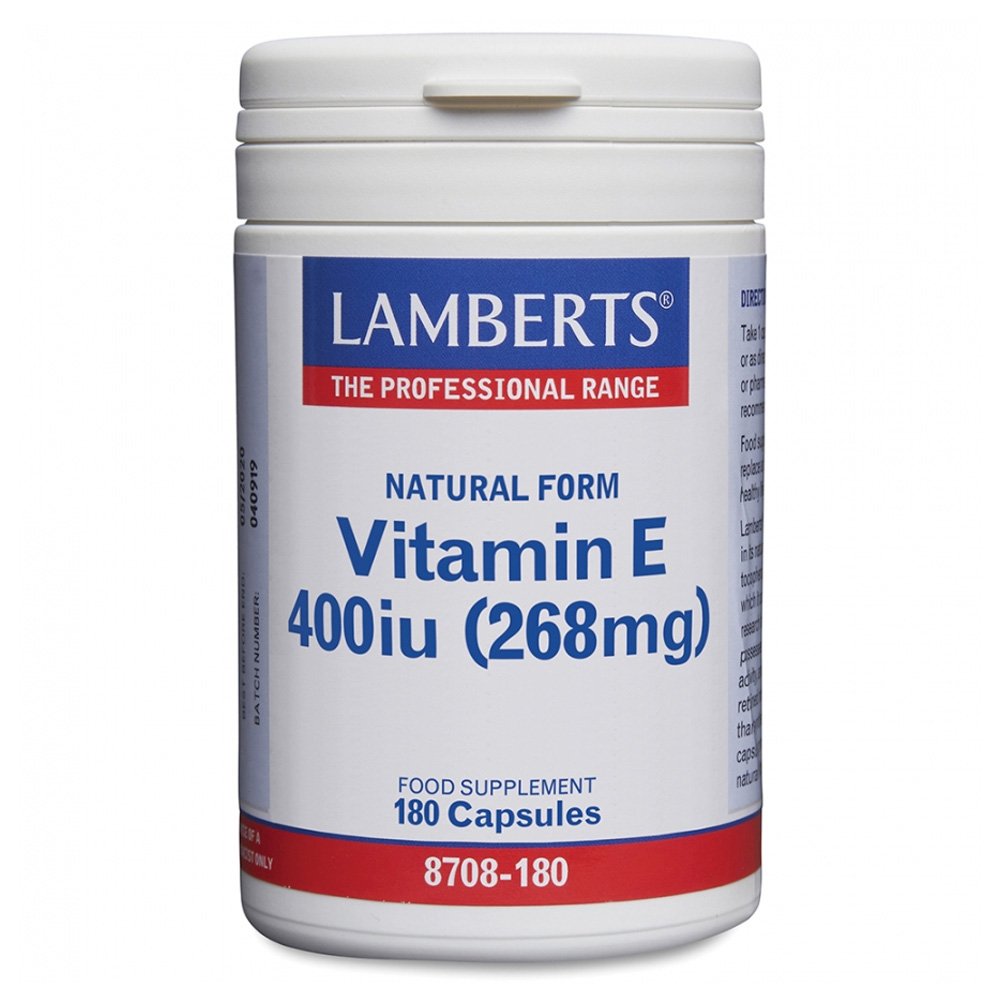 Lamberts Vitamin E 400 iu Natural Form για τη Διατήρηση της Καλής Υγείας του Δέρματος, 180caps