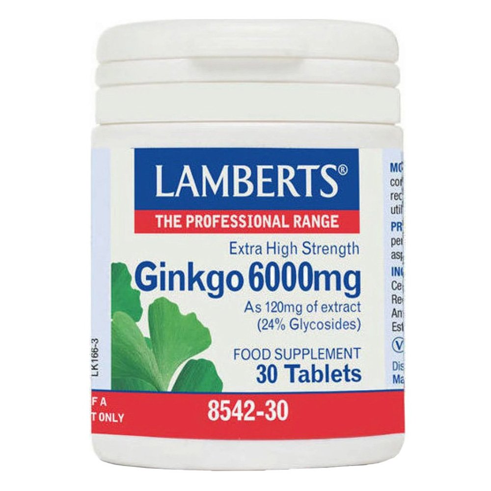 Lamberts Ginkgo Biloba Extract 6000MG για την Διατήρηση της Βραχυπρόθεσμης Μνήμης, 30tabs