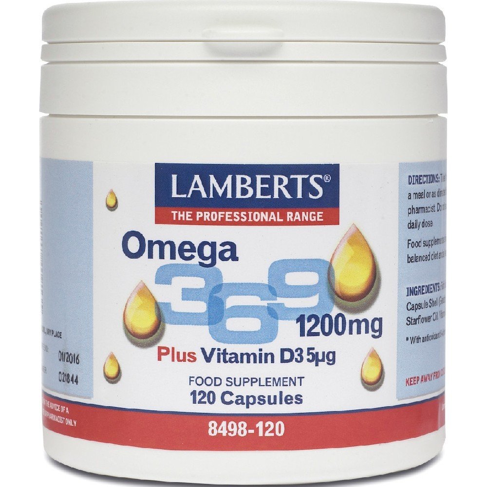 Lamberts Omega 3 6 9 1200mg Plus Vitamin D3 5μg 120 κάψουλες