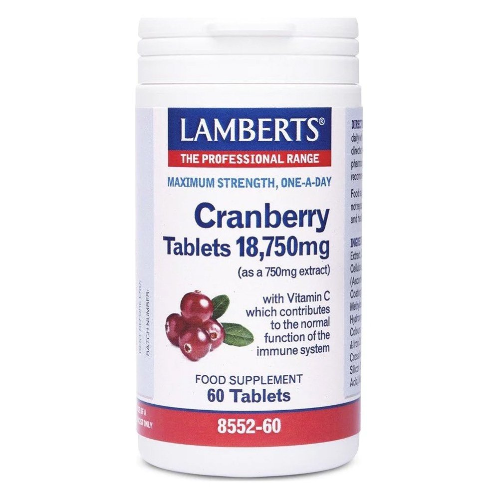 Lamberts Cranberry 18,750mg Συμπλήρωμα Διατροφής για την Υγεία του Ουροποιητικού Συστήματος, 60 Ταμπλέτες