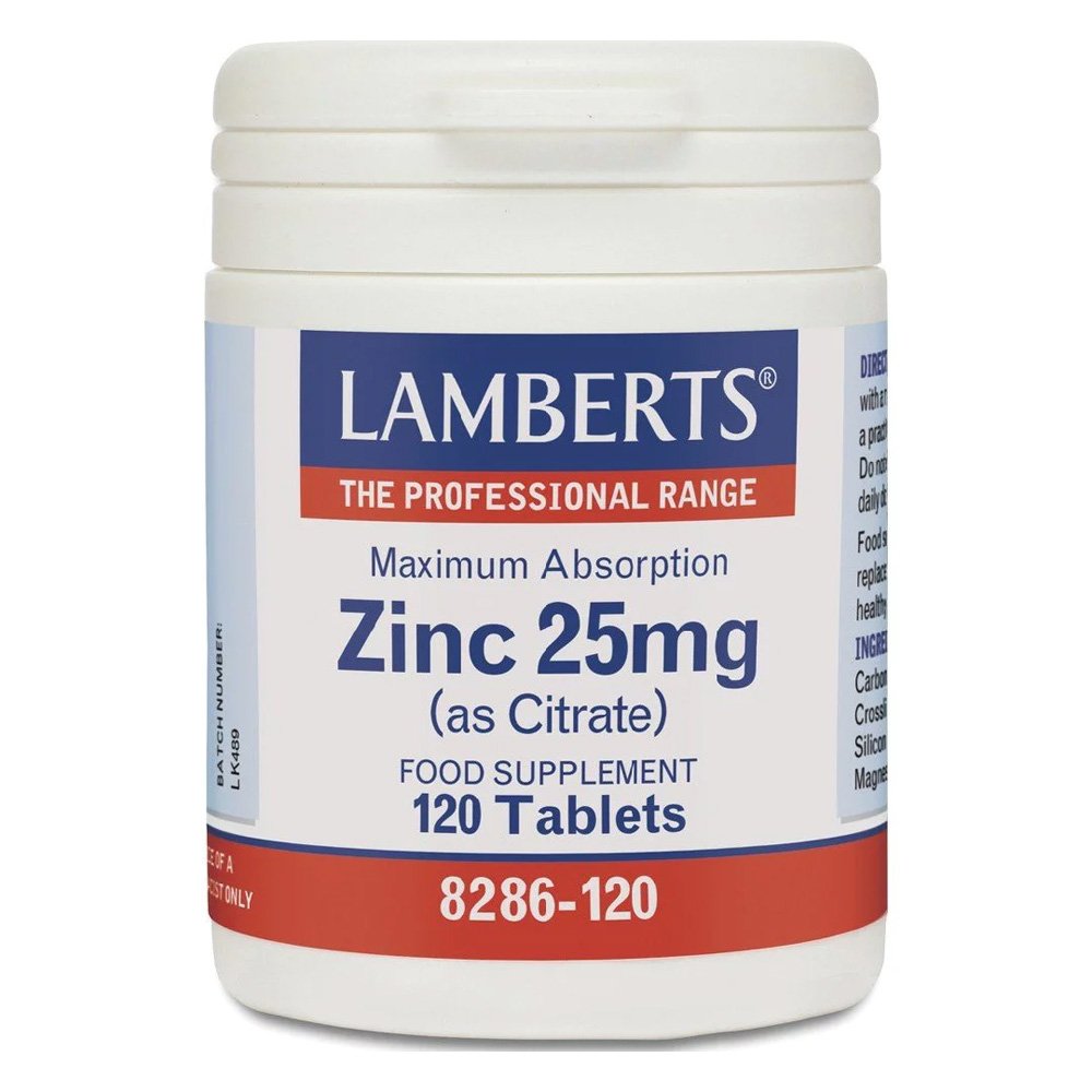 Lamberts Zinc Citrate 25mg Συμπλήρωμα Διατροφής Ψευδαργύρου, 120tabs