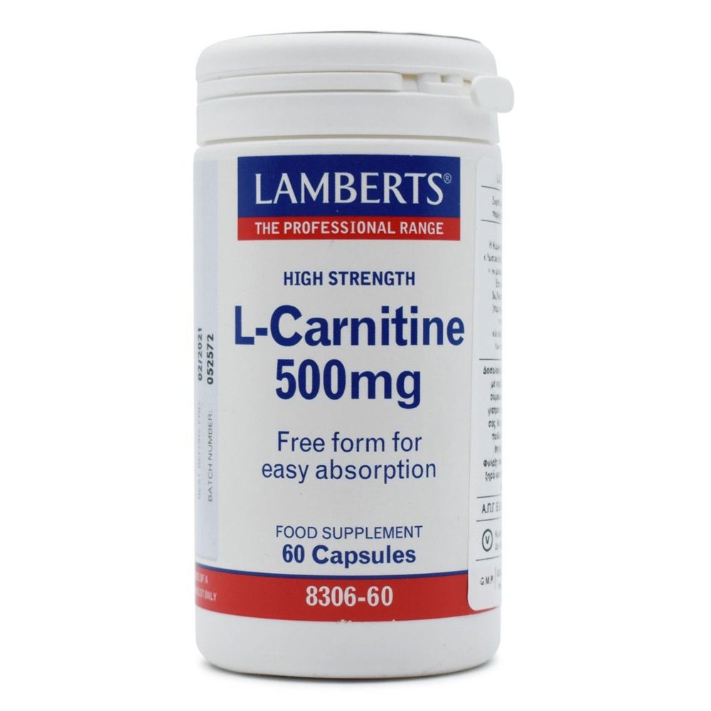 Lamberts L-Carnitine Ελεύθερης Μορφής Καρνιτίνη 500mg, 60Caps