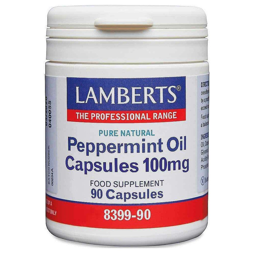 Lamberts Peppermint Oil Έλαιο Μέντας 100mg για το Σύνδρομο Ευερέθιστου Εντέρου 90 κάψουλες