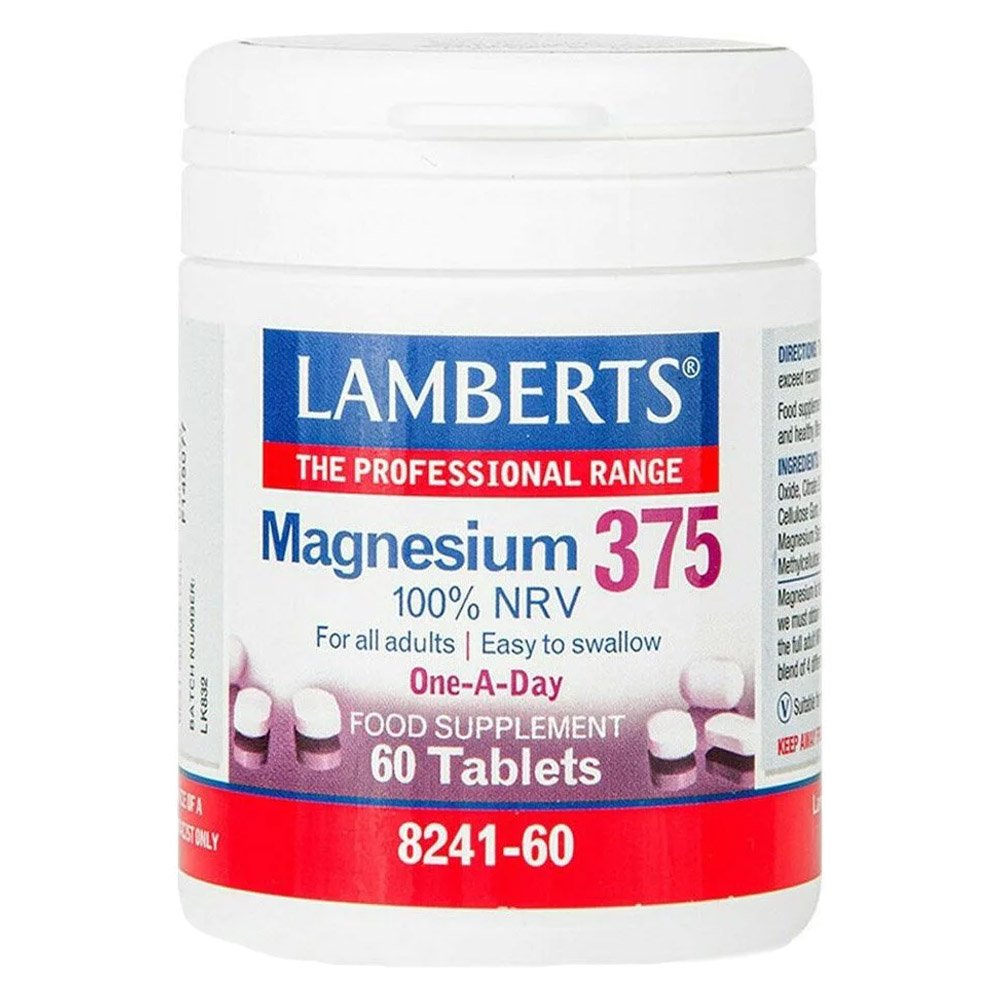 Lamberts Magnesium 375 Συμπλήρωμα Διατροφής με τις 4 Σημαντικότερες Μορφές Αλάτων Μαγνησίου, 60tabs