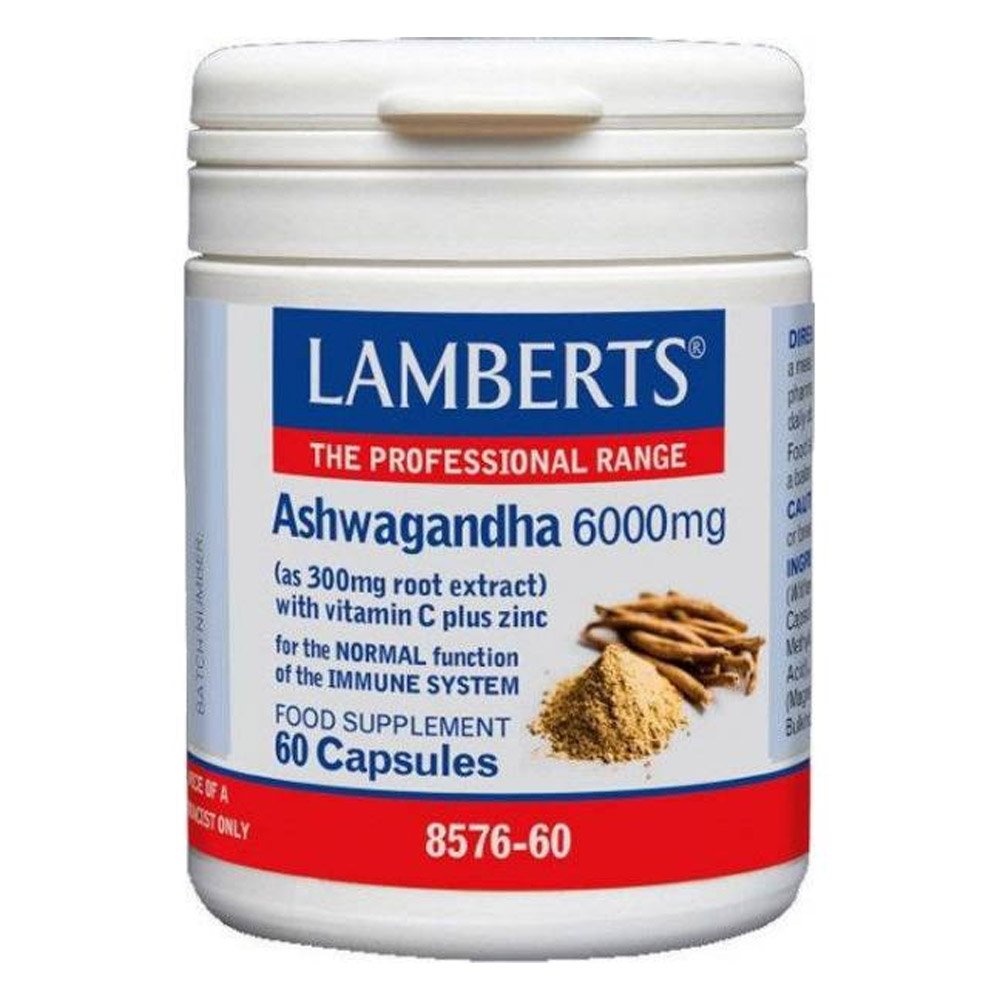 Lamberts Ashwagandha 6000mg Συμπλήρωμα Διατροφής Ασβαγκάντα για Ενίσχυση του Ανοσοποιητικού, 60 caps