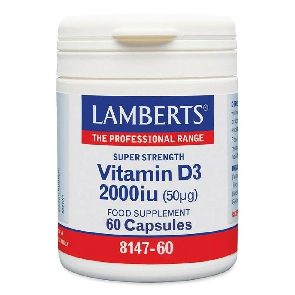 Lamberts Vitamin D3 2000iu,50mg για την υγεία Οστών Δοντιών Ανοσοποιητικού, 60 caps