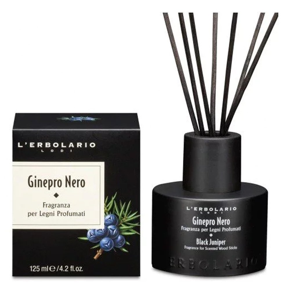 L' Erbolario Ginepro Nero Black Juniper Αρωματικό Χώρου Με Ξύλινα Sticks, 125ml
