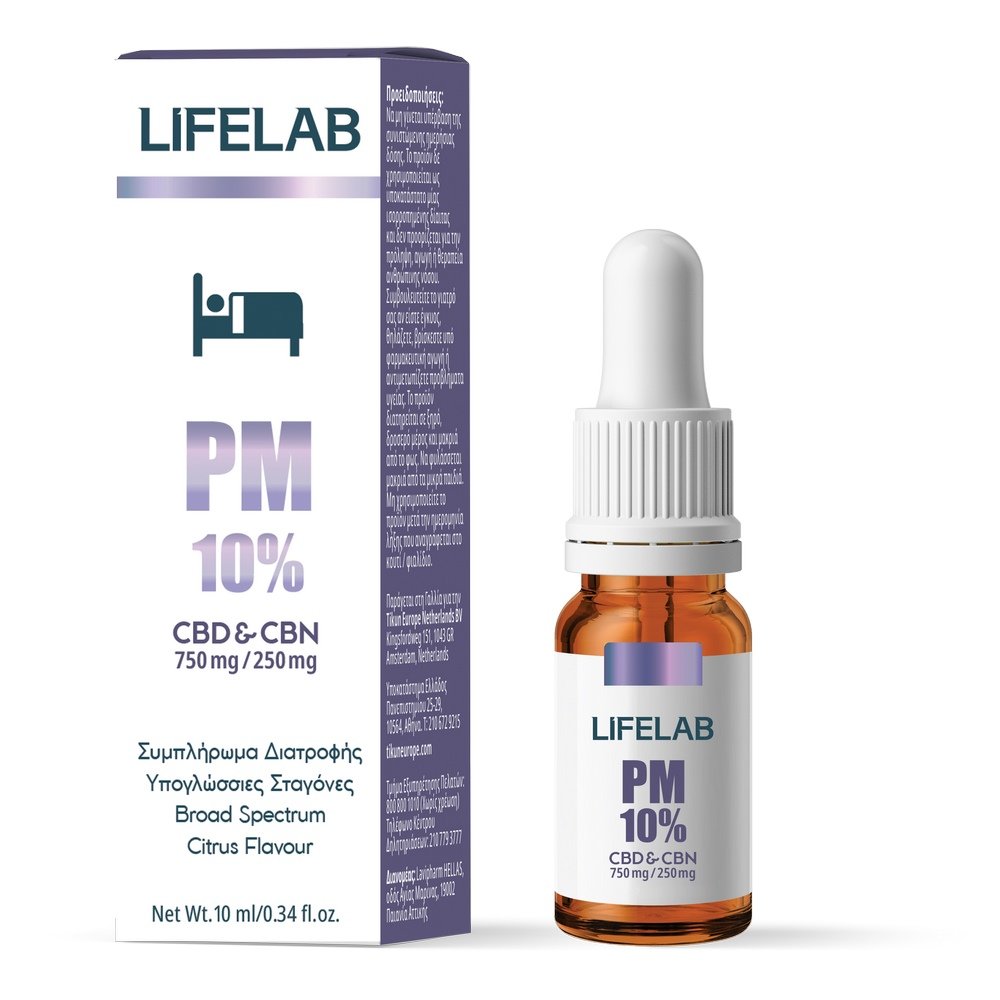 Lifelab CBD PM 10% Συμπλήρωμα διατροφής σε Μορφή Ελαίου για Ισορροπία, Ευεξία & Χαλάρωση το Βράδυ, 10ml	
