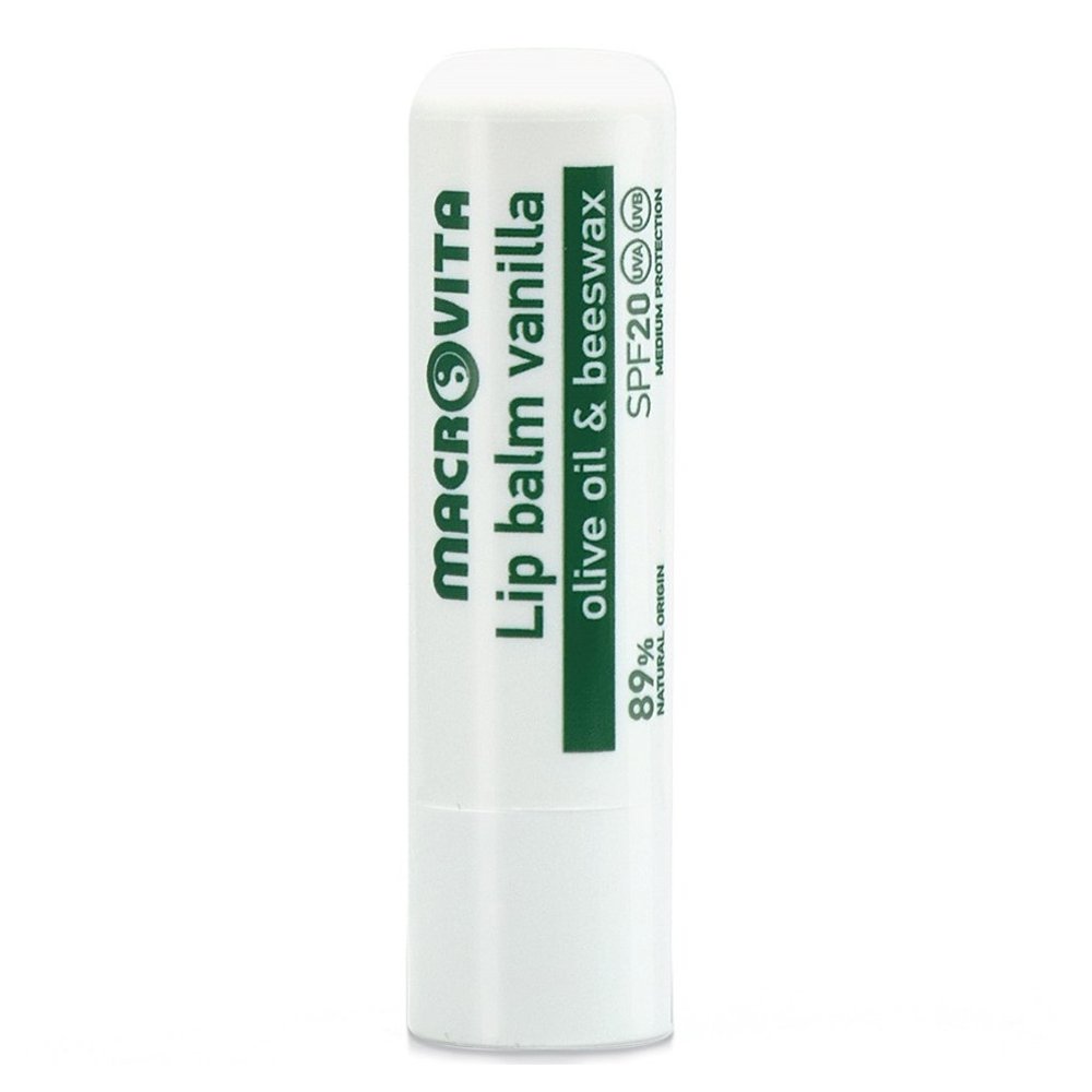 Macrovita Lip Balm Vanilla Olive Oil & BeesWax SPF20 Βάλσαμο Χειλιών Βανίλια, 4.8gr