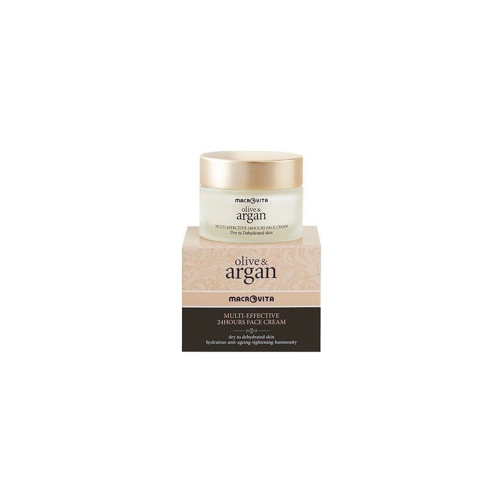 Macrovita Olive & Argan Multi - Effective 24hours Face Cream for dry skin,50ml: Ενυδατική κρέμα προσώπου 24ωρη για ξηρες αφυδατωμένες επιδερμίδες.