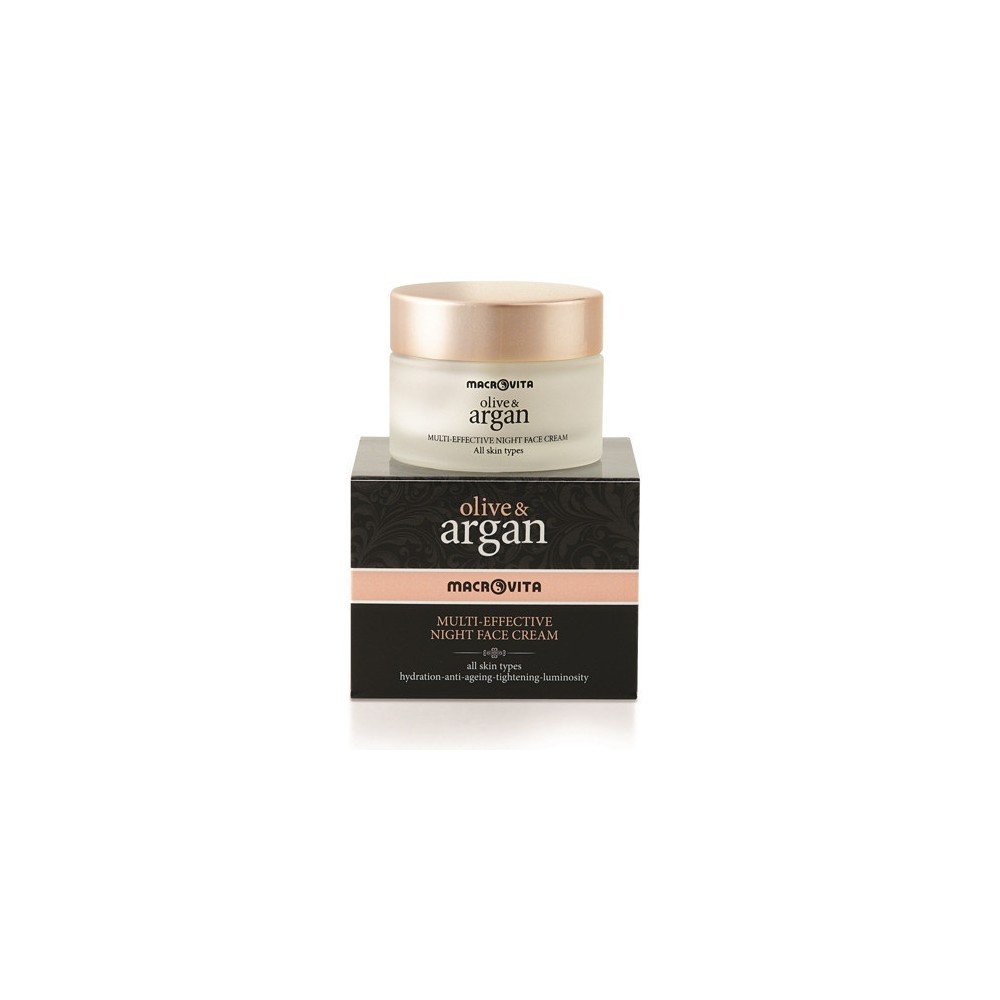Macrovita Olive & Argan Multi - Effective Night Face Cream for all skin types, 50ml: Κρέμα προσώπου νύχτας για όλους τους τύπους επιδερμίδας.