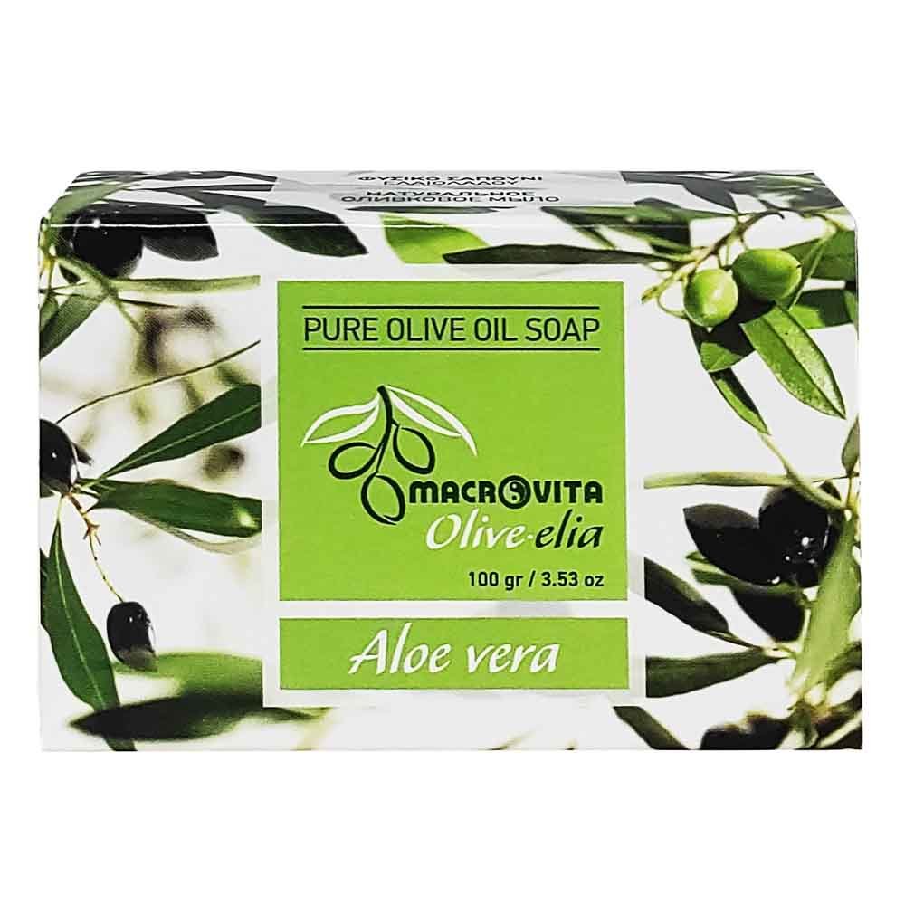 Macrovita Pure Oilve Oil Soap Σαπούνι Ελιάς σε Πλάκα Αλόη Βέρα, 100g