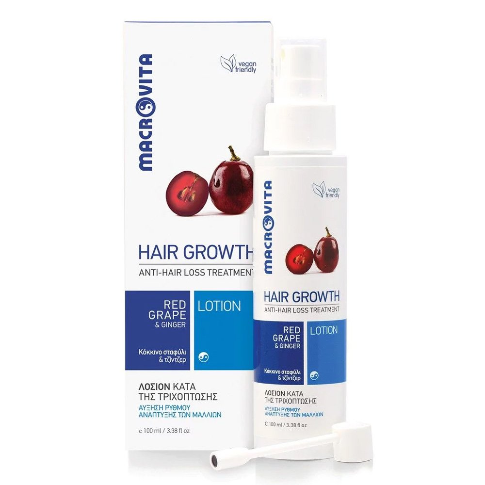 Macrovita Promo Hair Growth Red Grape & Ginger Αγωγή κατά της Τριχόπτωσης, 100ml & Δώρο Σαμπουάν Κατά της Τριχόπτωσης, 200ml