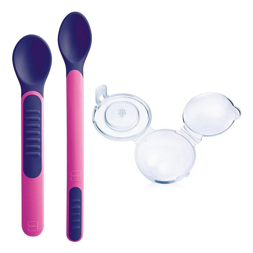  MAM Heat Sensitive Spoons & Cover Θερμοαιεύσθητα Κουταλάκια με Θήκη για Κορίτσι 6m+, 2τμχ