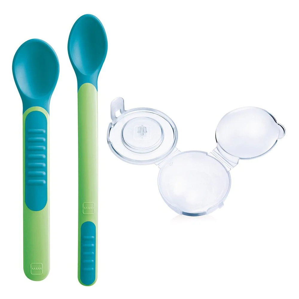 Mam Heat Sensitive Spoons & Cover Θερμοευαίσθητα Κουταλάκια με Προστατευτικό Καπάκι Unisex 6m+, 2τμχ Mam Heat Sensitive Spoons & Cover Θερμοευαίσθητα Κουταλάκια με Προστατευτικό Καπάκι Unisex 6m+, 2τμχ
