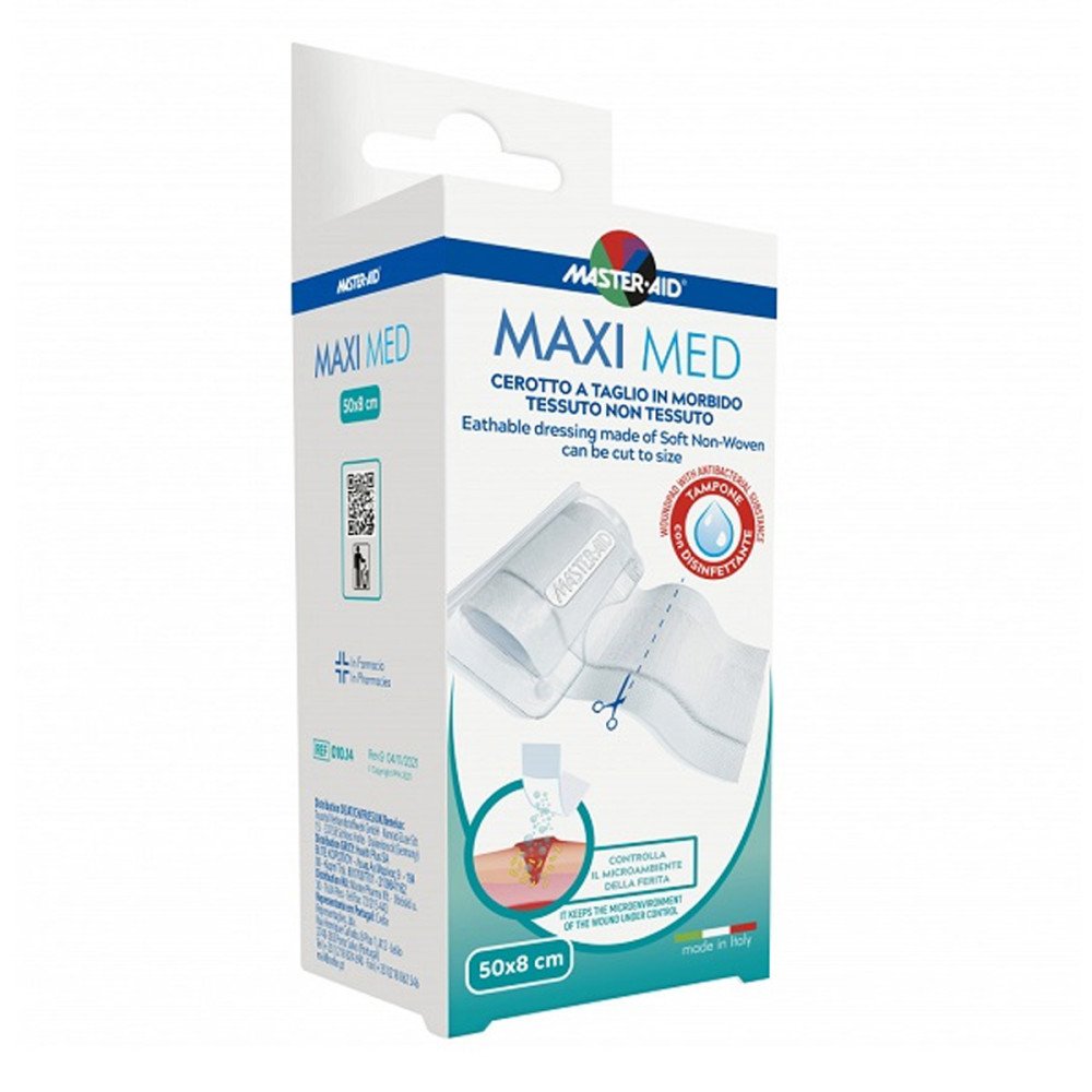 Master-Aid Maxi Med Αυτοκόλλητο Ρολό Συνεχούς Γάζας Άσπρη, 50x8cm 