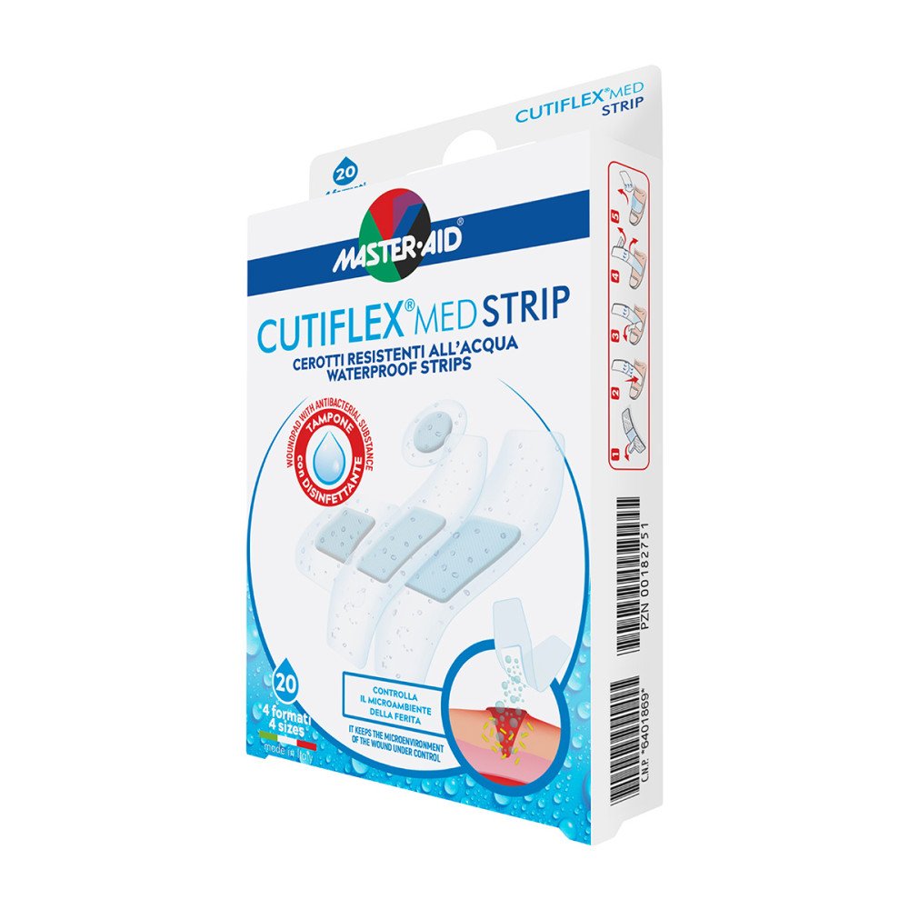 Master-Aid Αδιάβροχα Αυτοκόλλητα Επιθέματα Cutiflex Strip, 20τμχ