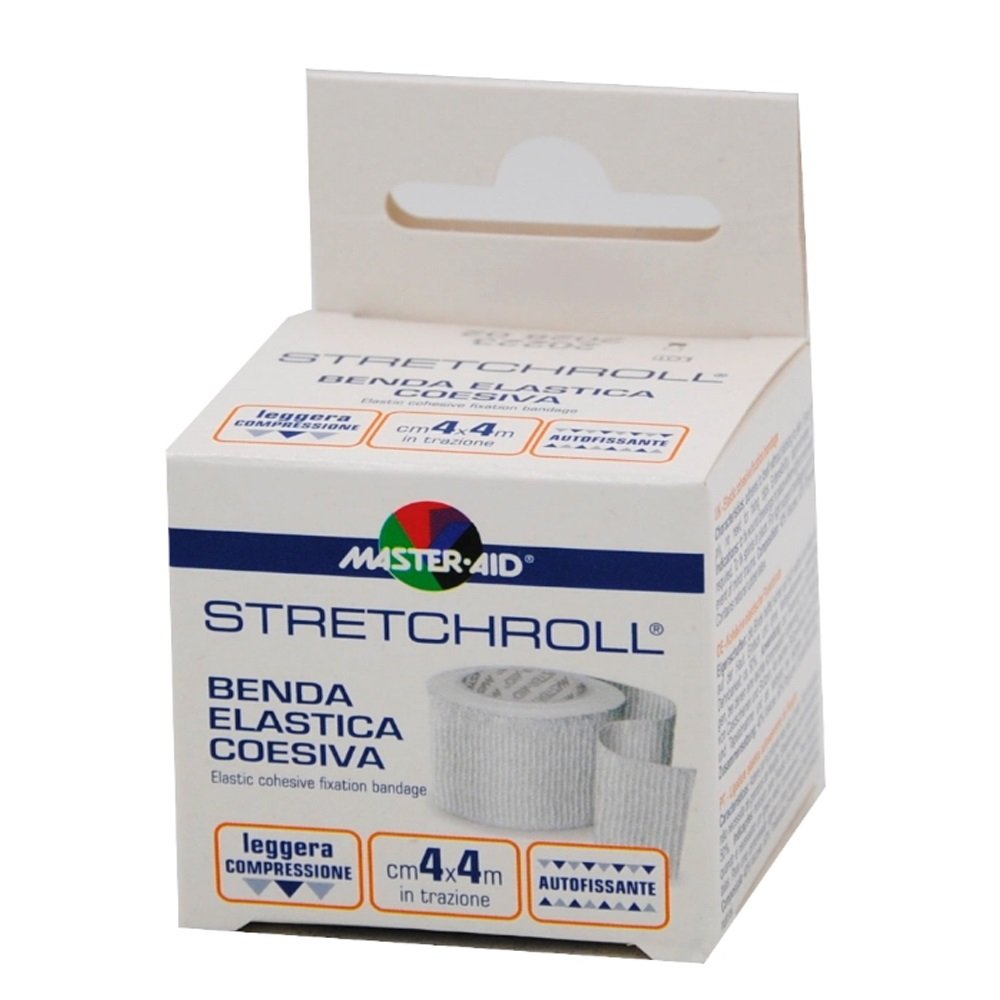Master-Aid Stretchroll Αυτοκόλλητος Πιεστικός & Ελαστικός Επίδεσμος Σε Λευκό Χρώμα, 4mx4cm