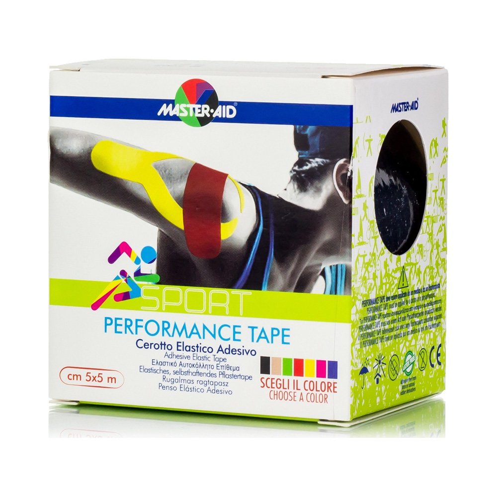 Master Aid Performance Tape Αυτοκόλλητο Ελαστικό Επίθεμα Μαύρο, 5mx5cm