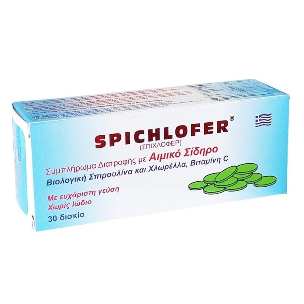 Medichrom Spichlofer Συμπλήρωμα Διατροφής με Βιολογική Σπιρουλίνα & Σίδηρο για Τόνωση, Αποτοξίνωση & Ενίσχυση του Ανοσοποιητικού, 30 δισκία