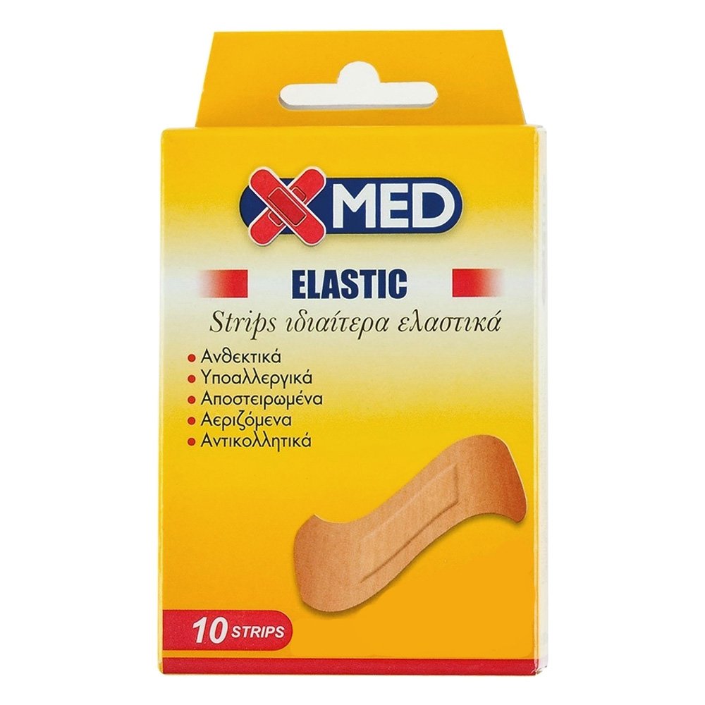 X-Med Elastic Strips Ελαστικά Επιθέματα Πληγών Φαρδιά 38x72mm, 10 τεμάχια
