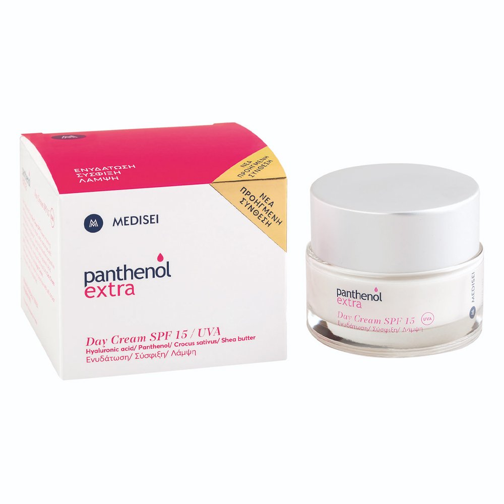 Medisei Panthenol Extra Day Cream Spf15/UVA Κρέμα Ημέρας για Ενυδάτωση, Σύσφιξη & Λάμψη SPF15, 50ml
