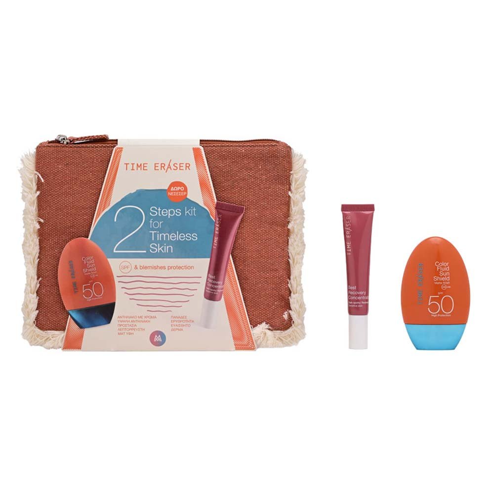 Medisei Time Eraser Πακέτο Αντηλιακής Προστασίας 2 Steps Kit For Timeless Skin με Αντηλιακό Γαλάκτωμα Προσώπου Με Χρώμα SPF50 50ml & Ορό Best Recovery Concentrate 20ml