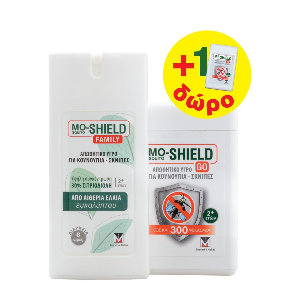 Mo-Shield Promo Family Promo Απωθητικό Σπρέϊ Για Κουνούπια & Σκνίπες, 75ml & Go Απωθητικό Σπρέϊ Για Κουνούπια & Σκνίπες, 17ml