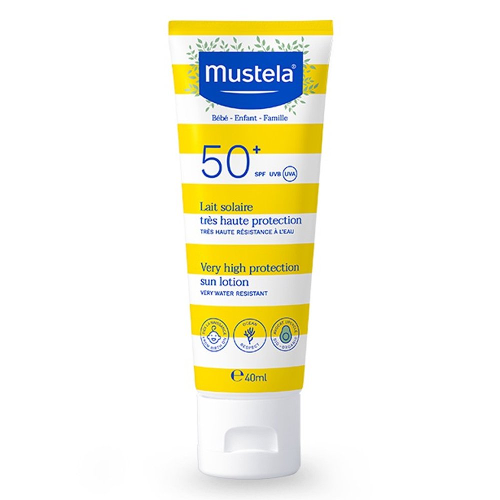Mustela Very High Protection Sun Body & Face Lotion SPF50+ Αδιάβροχο Παιδικό Αντιηλιακό για Πρόσωπο & Σώμα, 40ml