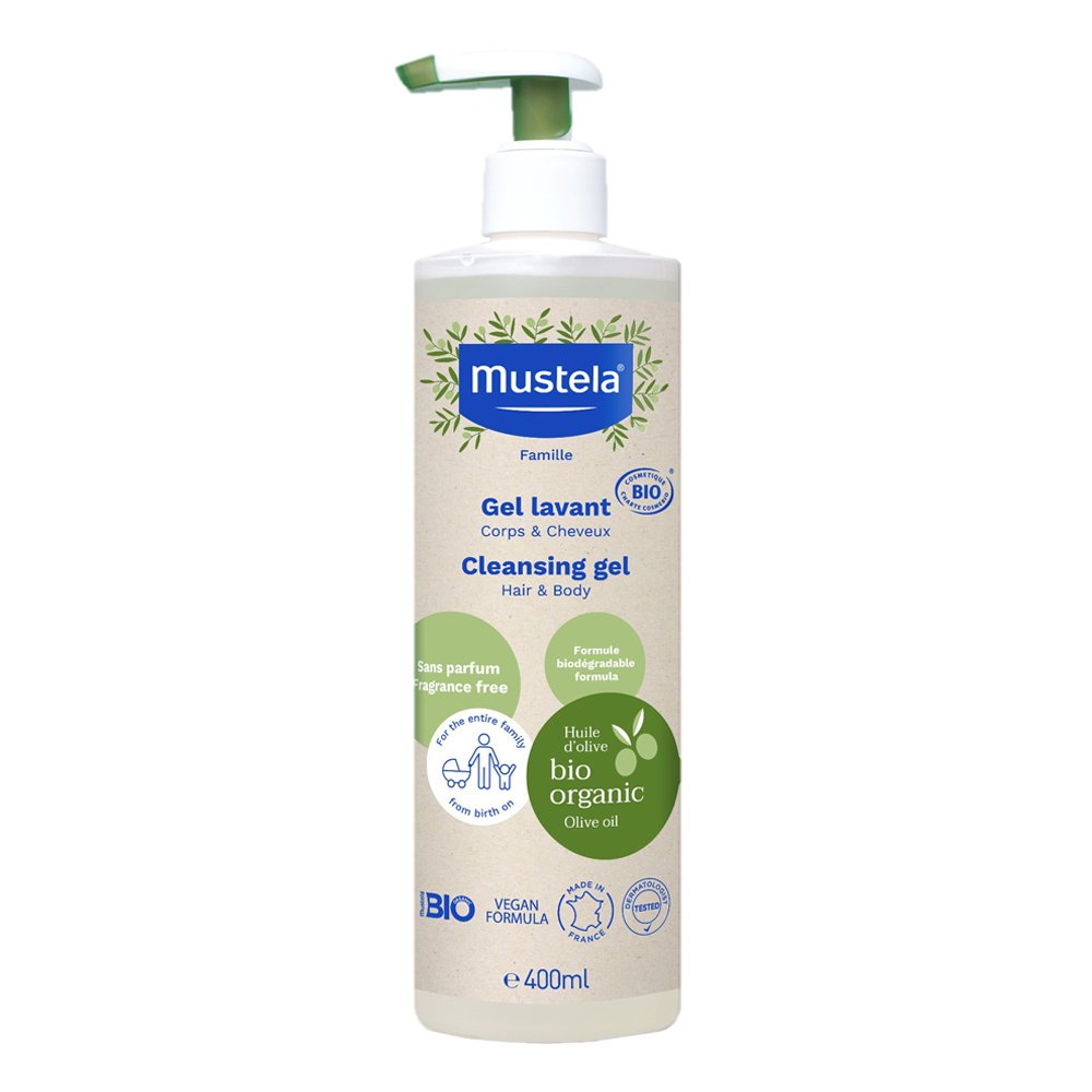 Mustela Organic Cleansing Gel Τζελ Καθαρισμού για Σώμα & Μαλλιά με Βιολογικό Ελαιόλαδο, 400ml