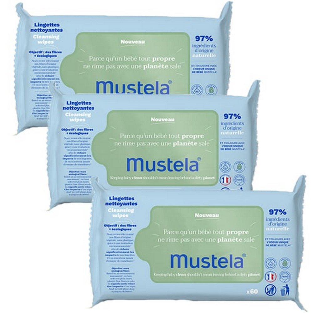 Mustela Promo 2+1 Cleansing Wipes Μωρομάντηλα Καθαρισμού Με Βιολογικό Αβοκάντο, 180τμχ