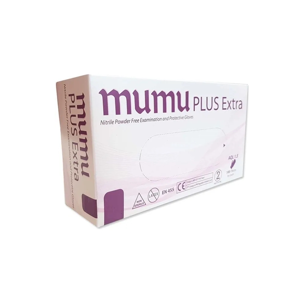 Mumu Plus Extra Nitrile Powder Free Examination & Protective Gloves Γάντια Νιτριλίου Χωρίς Πούδρα, 100τμχ