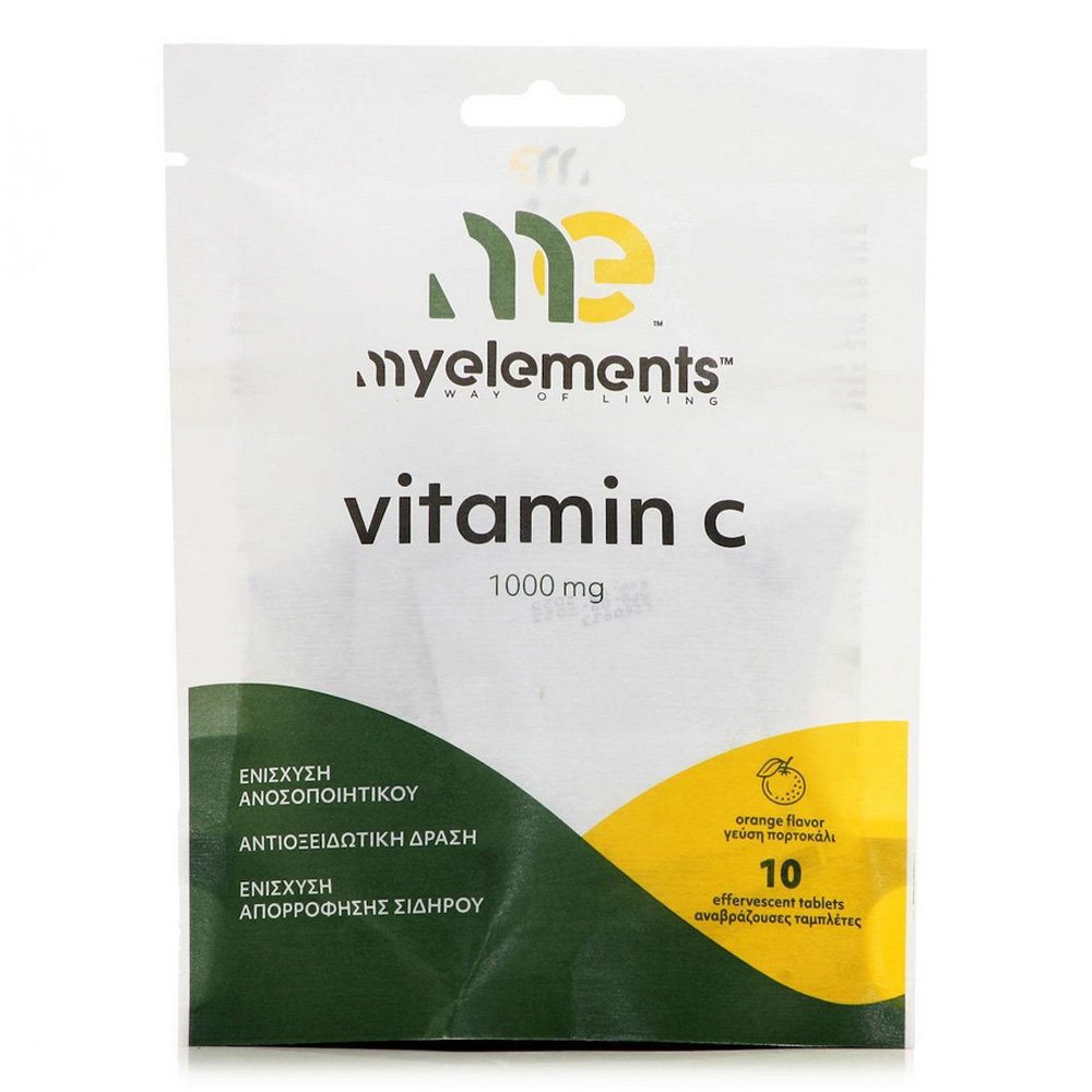 My Elements Vitamin C Βιταμίνη για το Ανοσοποιητικό 1000mg με Γεύση Πορτοκάλι, 10αναβρ.δισκία