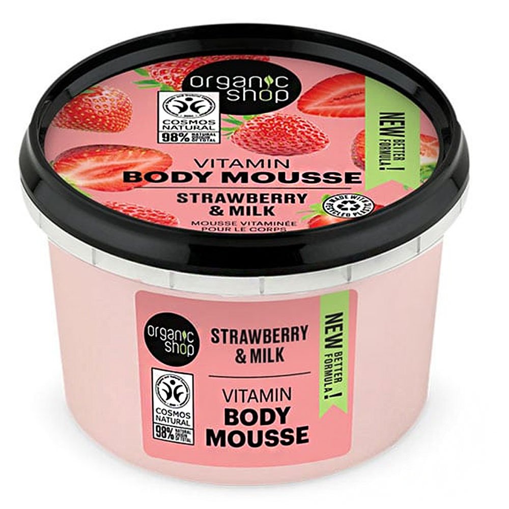 Natura Siberica Organic Shop Body Mousse με Βιταμίνες Φράουλα & Γάλα, 250ml