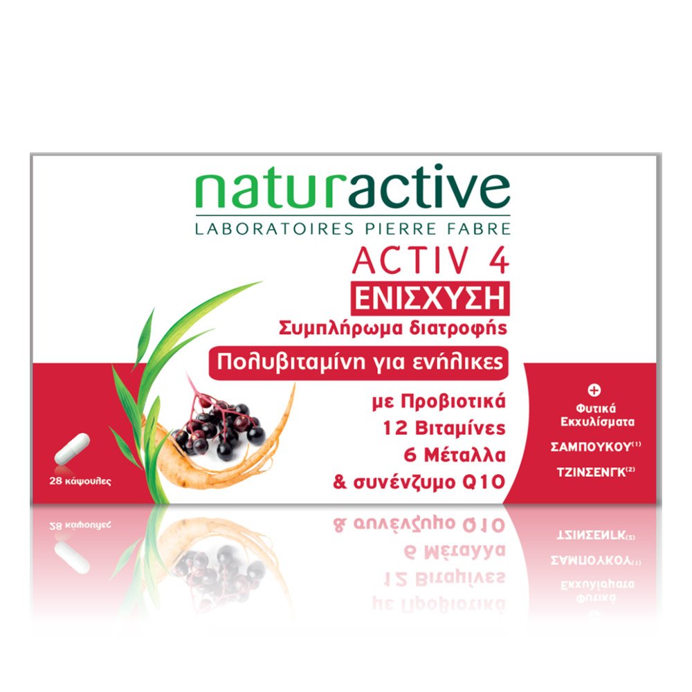 Naturactive Activ 4 Renfort Συμπλήρωμα Διατροφής για την Ενίσχυση του Ανοσοποιητικού Συστήματος στο Κρυολόγημα, 28 Κάψουλες