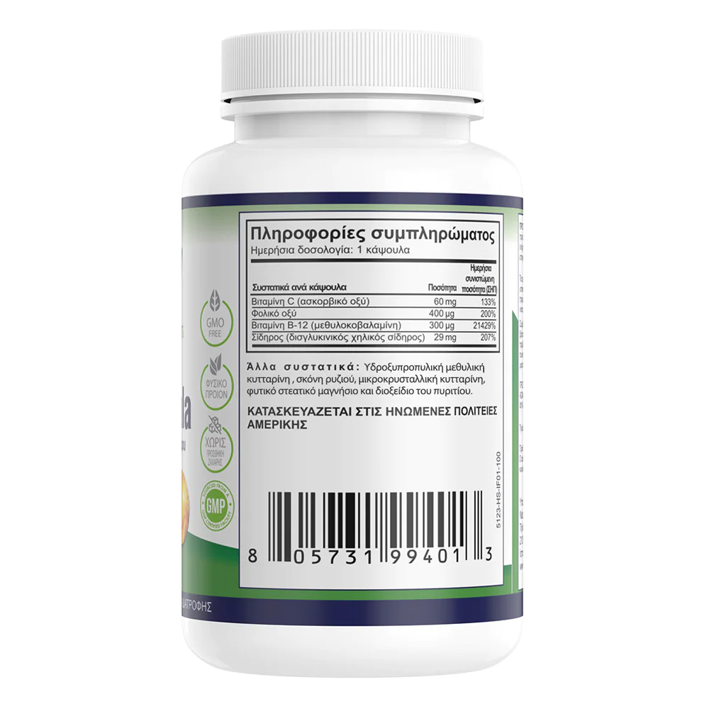 Natural Vitamins Vegan Iron Chelate Formula – Φόρμουλα Χηλικού Σιδήρου, 100 Κάψουλες Natural Vitamins Vegan Iron Chelate Formula – Φόρμουλα Χηλικού Σιδήρου, 100 Κάψουλες