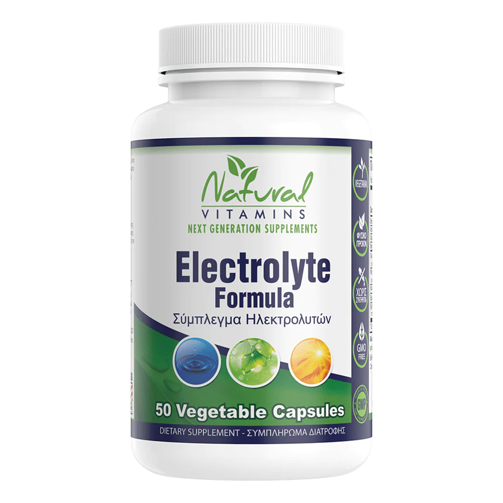 Natural Vitamins Electrolyte formula – Φόρμουλα Ηλεκτρολυτών, 50 Κάψουλες Natural Vitamins Electrolyte formula – Φόρμουλα Ηλεκτρολυτών, 50 Κάψουλες