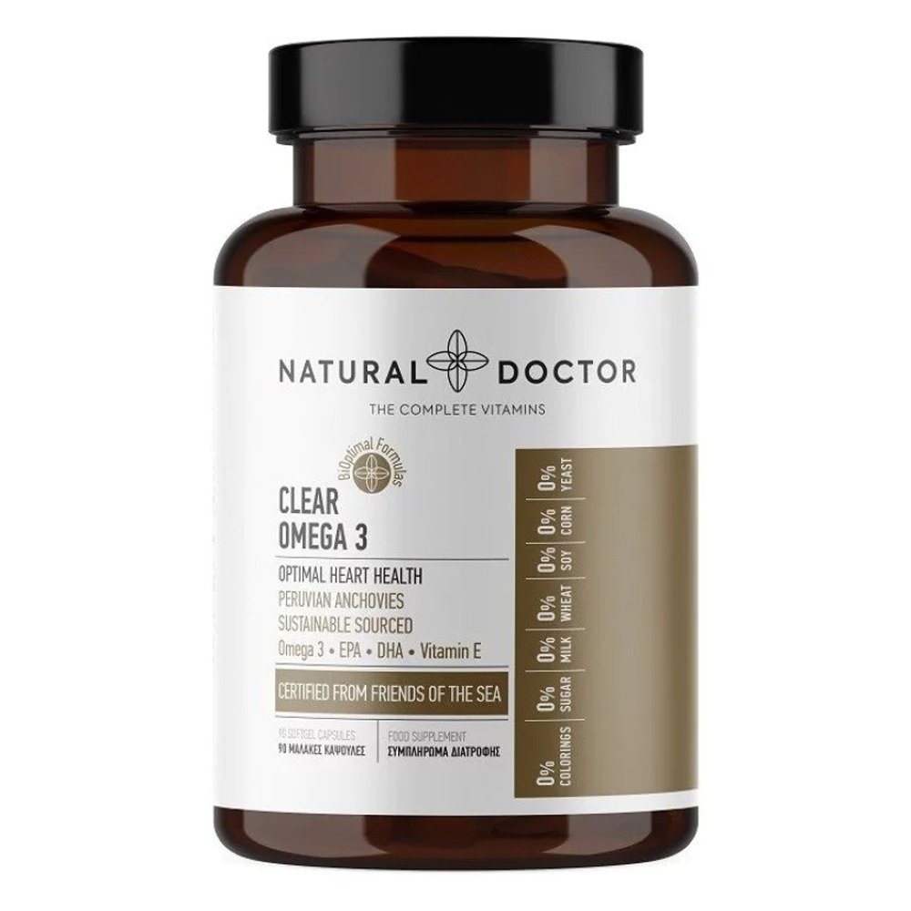 Natural Doctor Clear Omega 3 Συμπλήρωμα Διατροφής Με Ωμέγα3 για την Καρδιά & τον Εγκέφαλο, 90 μαλακές κάψουλες