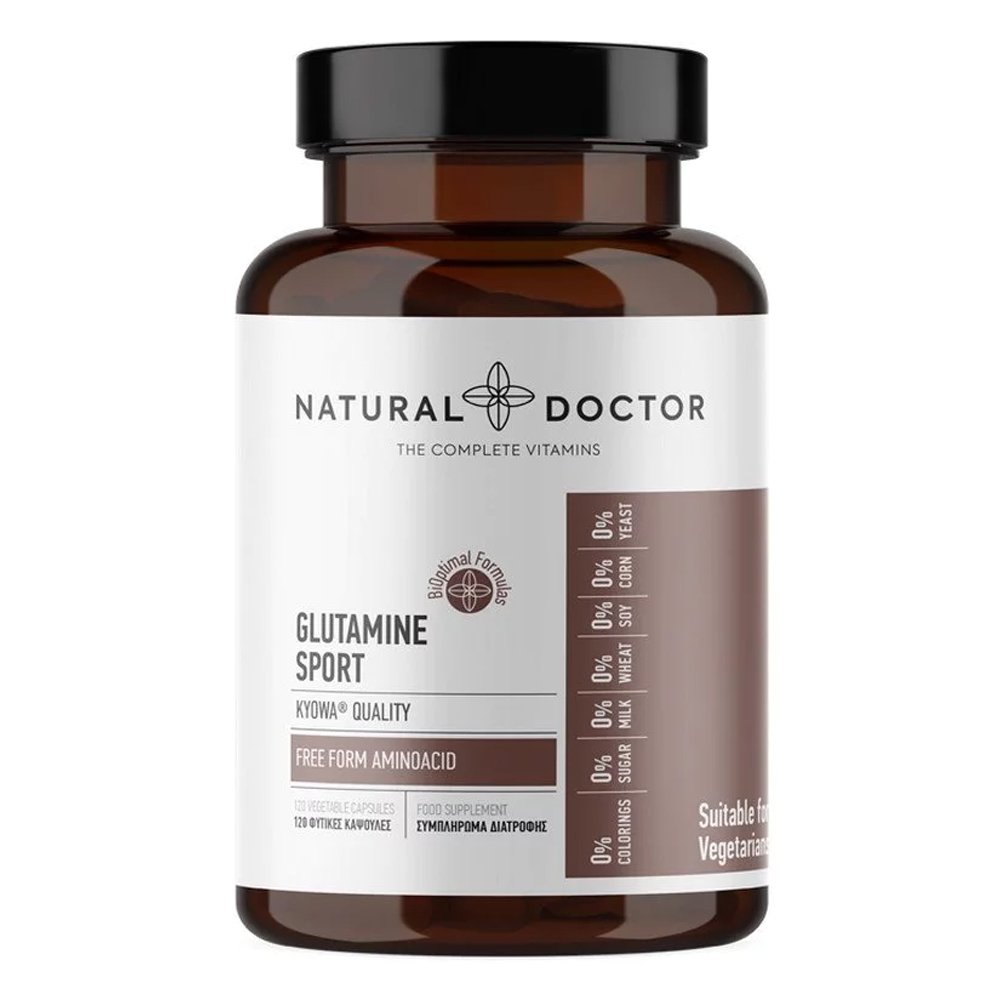 Natural Doctor Glutamine Sport Συμπλήρωμα Διατροφής για Αποκατάσταση των Μυών,120 κάψουλες