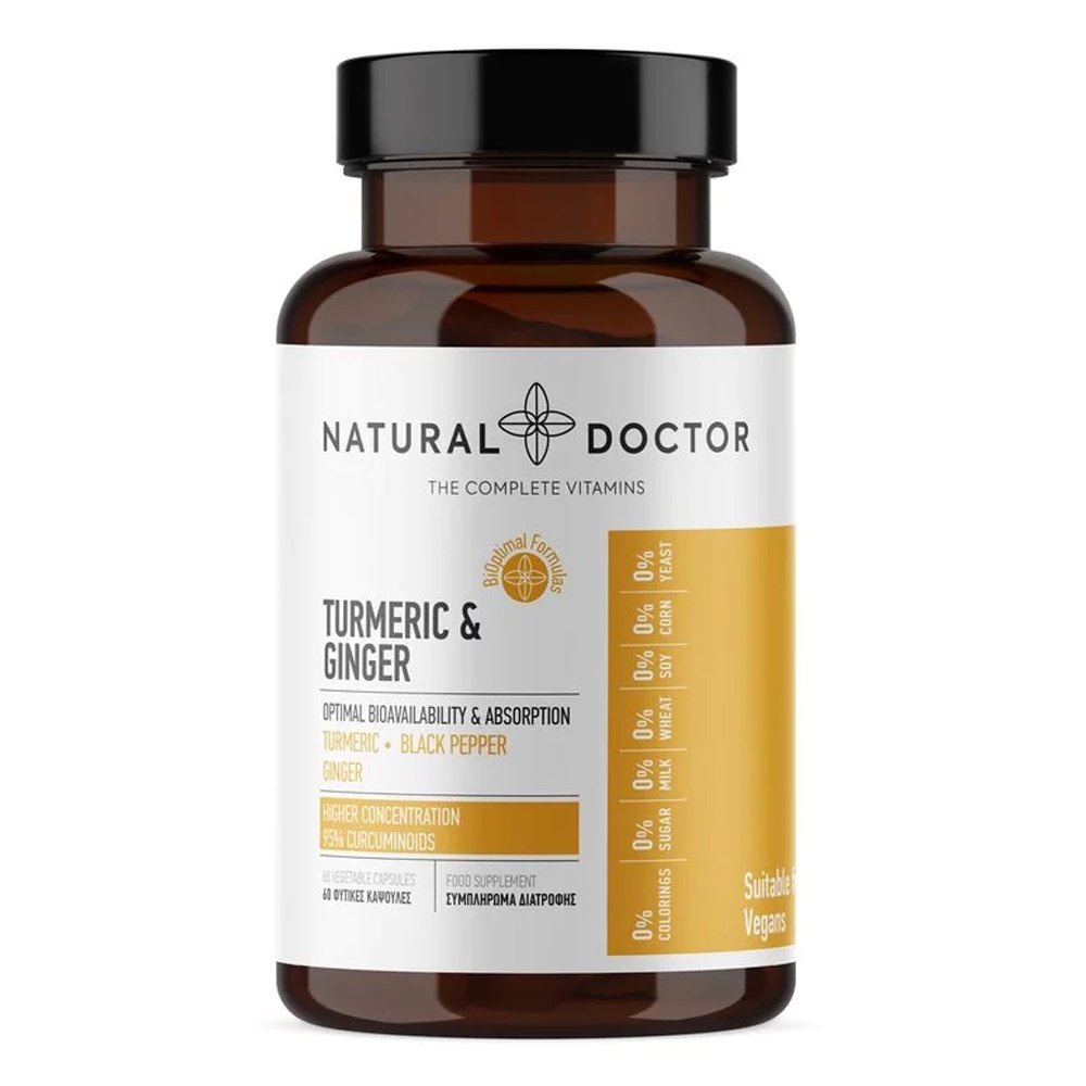 Natural Doctor Turmeric & Ginger Συμπλήρωμα Διατροφής για Μυϊκούς Πόνους, 60 κάψουλες
