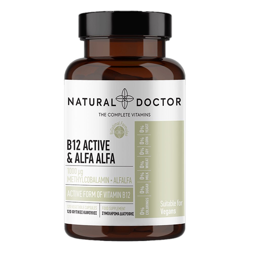 Natural Doctor B12 Active & Alfa Alfa Συμπλήρωμα Διατροφής για την Μείωση της Κούρασης, 120 κάψουλες
