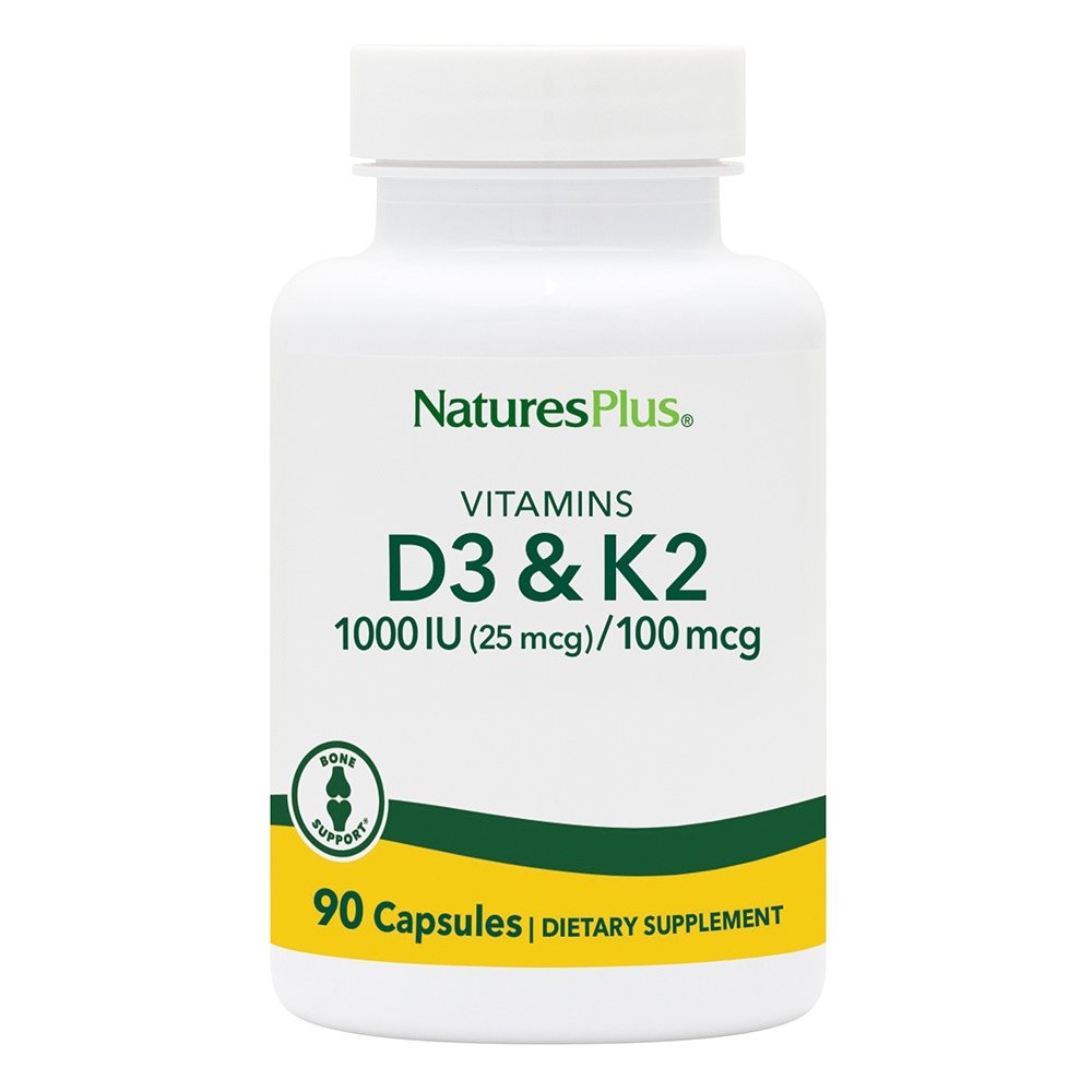 Nature's Plus Vitamin D3 & Vitamin K2 για Μέγιστη Απορρόφηση του Ασβεστίου από τις Τροφές, 90caps